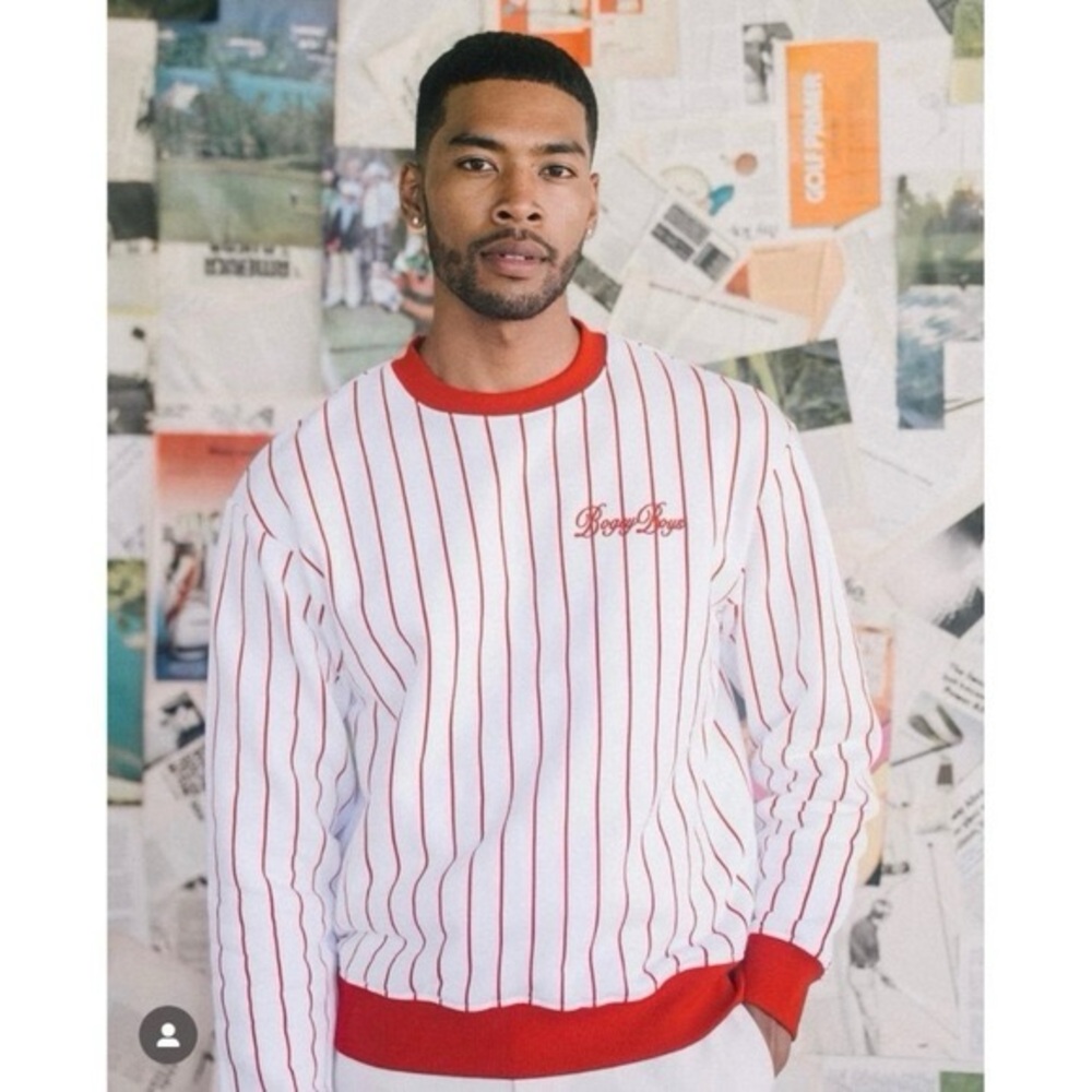 Bogey Boys Red Pinstripe Crewneck Sweatshirt